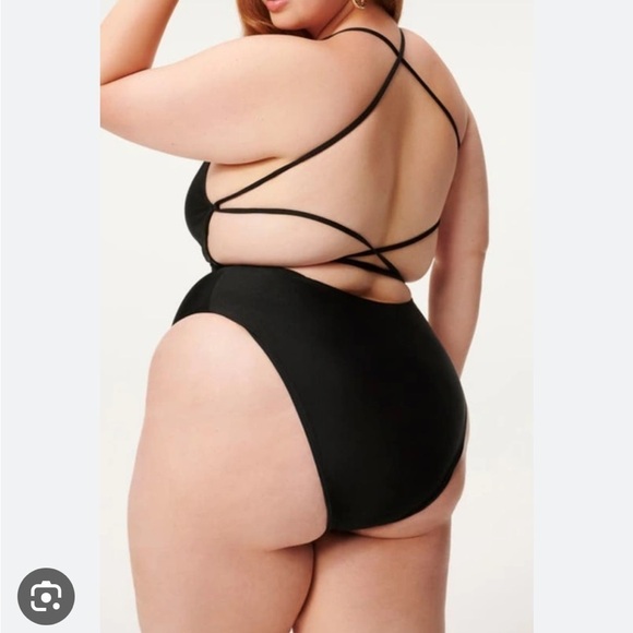 Good American Barely There One-Piece Swimsuit Strappy Stretch Black - Picture 2 of 8